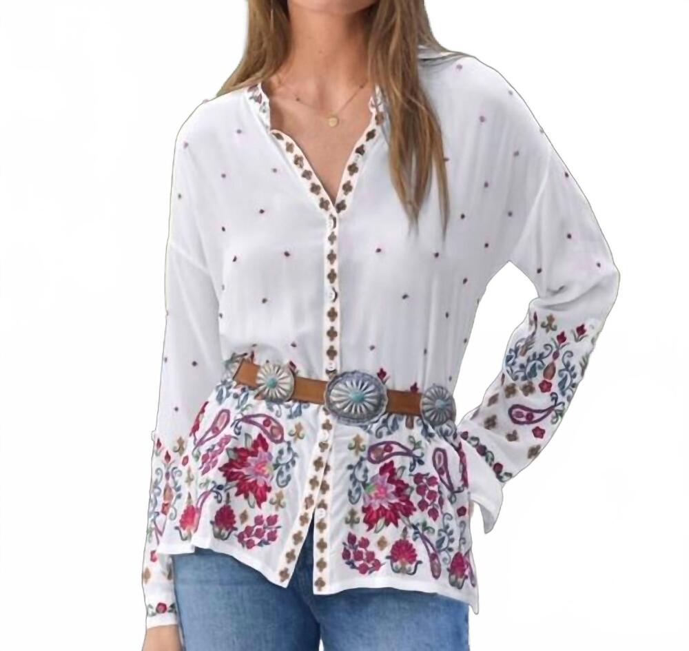 NEW JOHNNY WAS audrey mandarin collar -teresa in wht